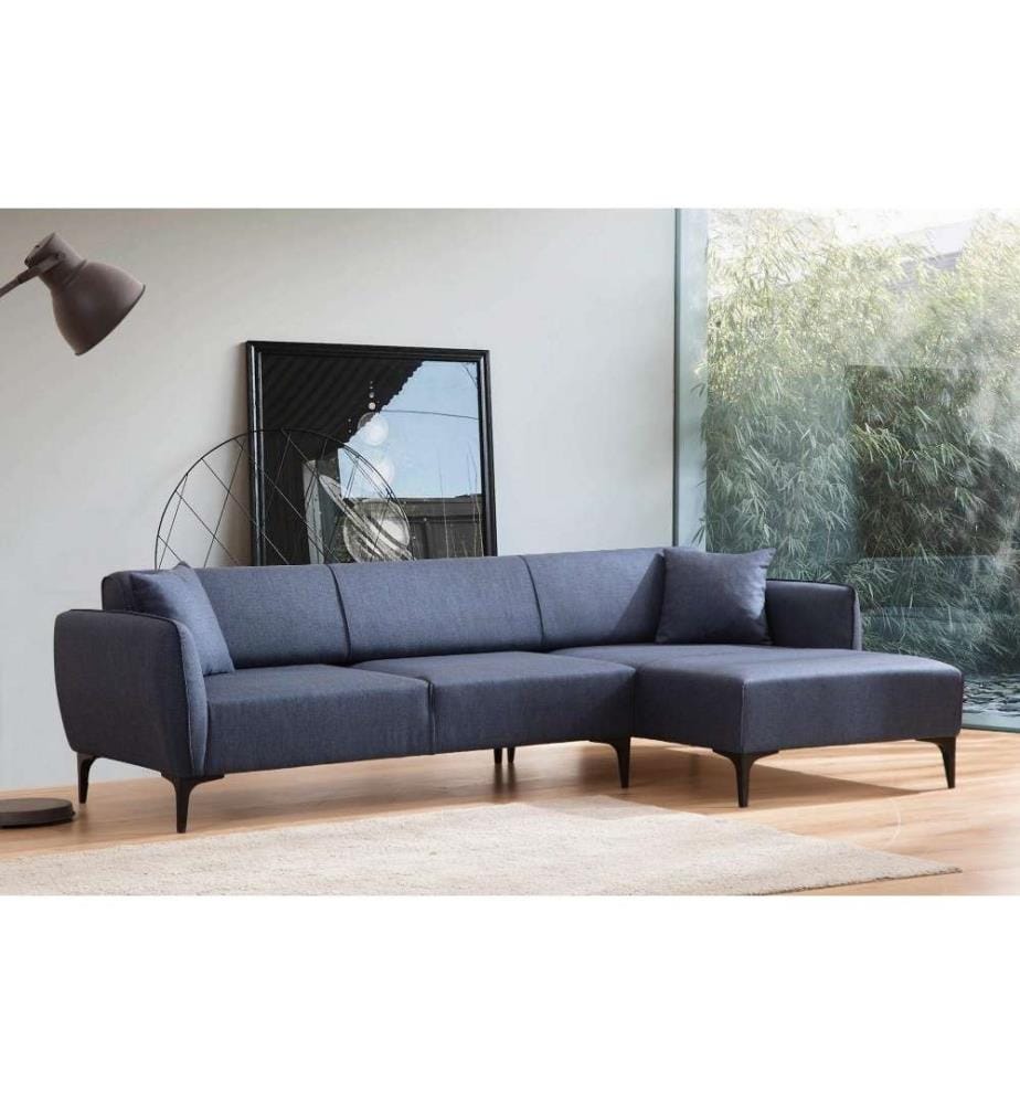 Corner Sofa, Blue, Beech Wood / Chipboard Frame, Polyester Fabric