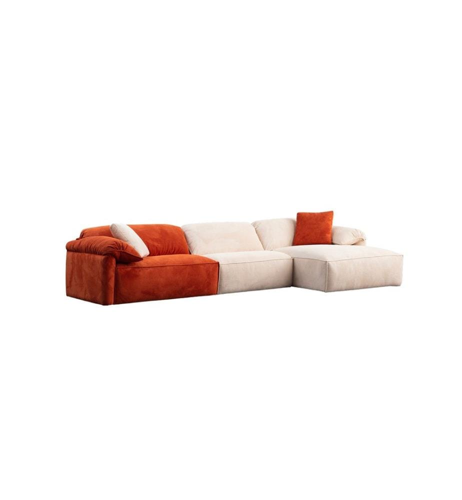 Corner Sofa, Cream, Orange, Frame: WOOD / CHIPBOARD