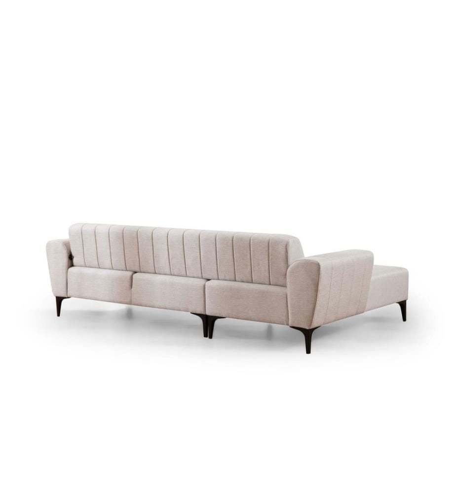 Ecksofa mit Schlaffunktion, Ecru, Gestell: Buchenholz/Spanplatte, Bezug: 100 % Polyester