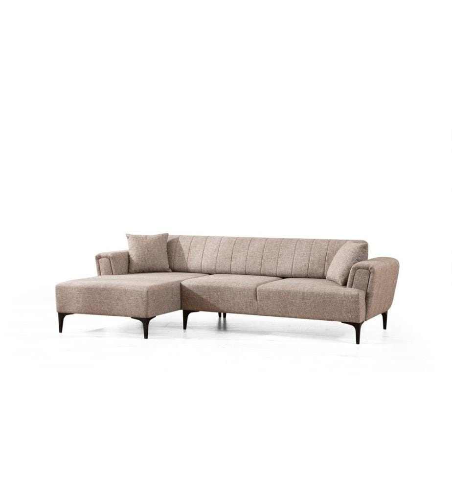 Ecksofa mit Schlaffunktion, hellbraun, Gestell: Buchenholz/Spanplatte, Bezug: 100 % Polyester