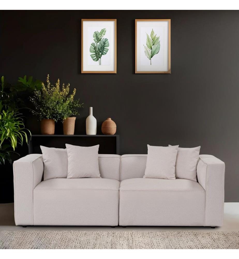 2-Seat Sofa, Ecru, Frame: BEECH & FIR TREE & CHIPBOARD, Fabric: SOFT TEXTURE FABRIC, Plastic Legs