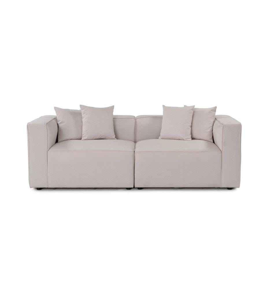 2-Seat Sofa, Ecru, Frame: BEECH & FIR TREE & CHIPBOARD, Fabric: SOFT TEXTURE FABRIC, Plastic Legs
