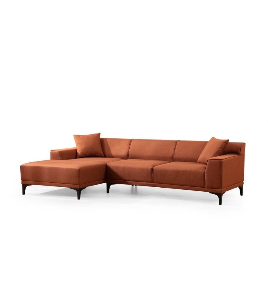 Corner Sofa, Orange, Beech Wood / Chipboard Frame, Polyester Fabric