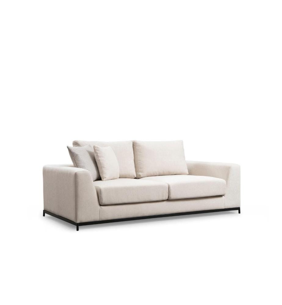 2-Seat Sofa, Beige, Beech Wood / Chipboard Frame, Polyester Fabric