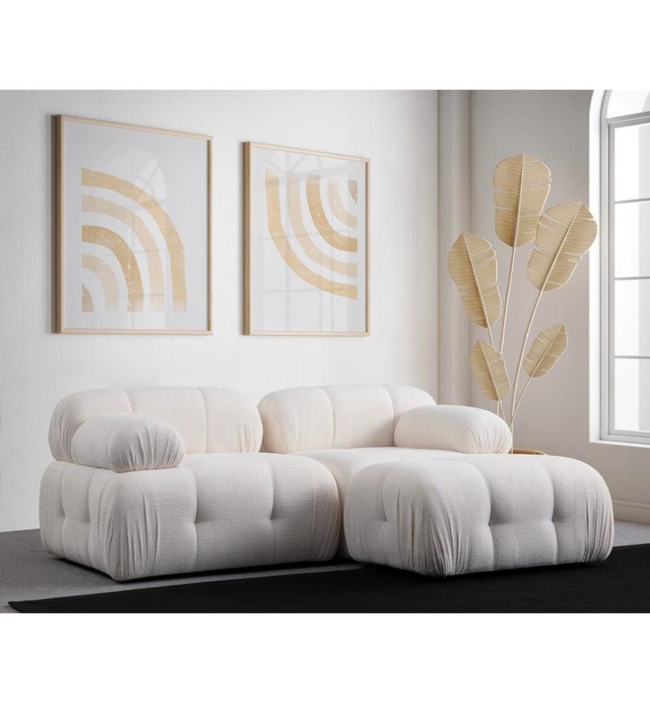 Ecksofa, weiss, Gestell: Buche Holz/Spanplatte, Bezug: 100 % Polyester, Kunststoffbeine