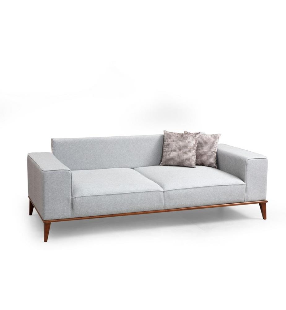 3-Sitzer-Schlafsofa, Grau, Gestell aus Buchenholz/Spanplatte, Bezug aus Polyestergewebe