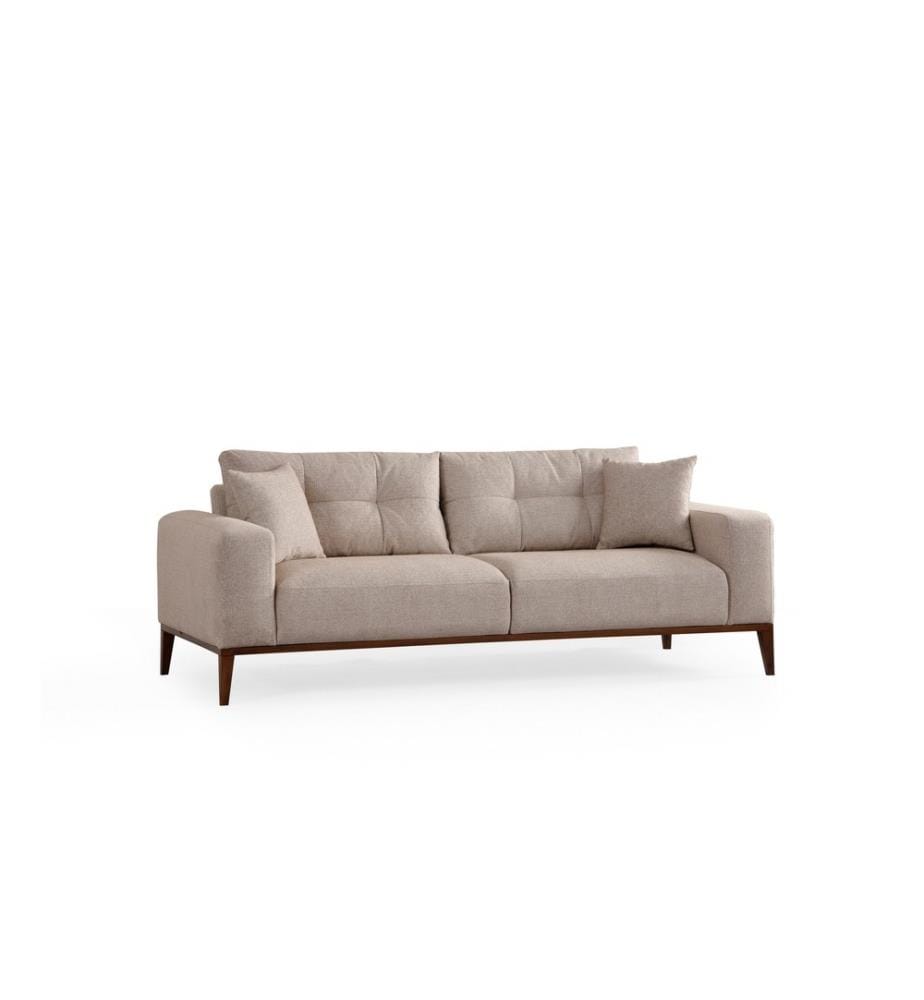 3-Seat Sofa-Bed, Beige, Frame: Beech Wood / Chipboard, Fabric: 100% Polyester