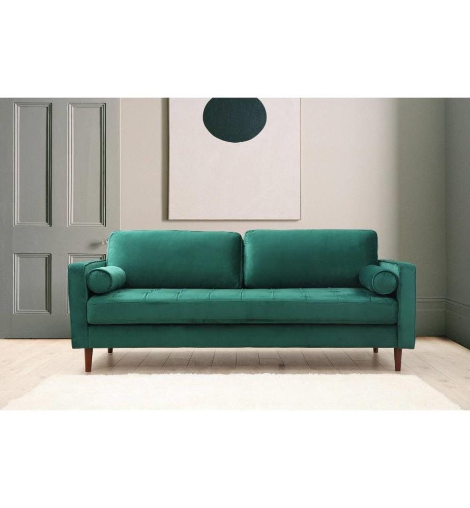 3-Sitzer-Sofa, Grün, Gestell aus Buchenholz/Spanplatte, Polyesterbezug