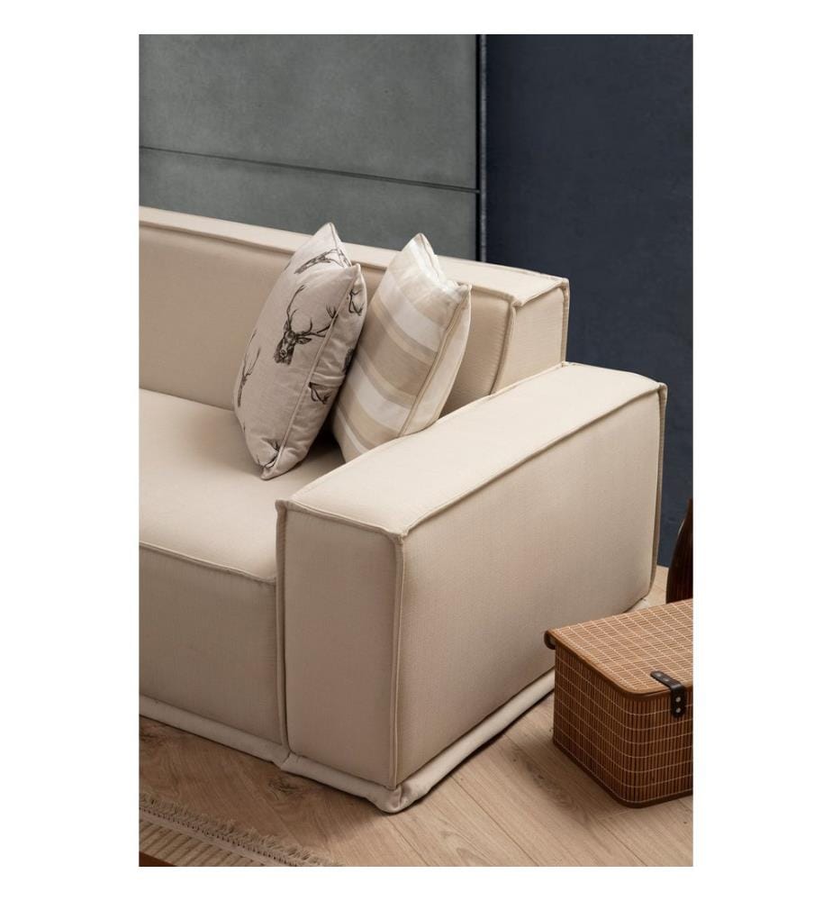 Ecksofa, cremefarben, Gestell: Buche/Spanplatte, Bezug: 100 % Polyester