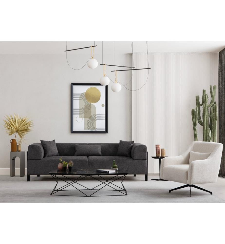 3-Seat Sofa, Anthracite, Frame: Beech Wood / Chipboard, Fabric: 100% Polyester