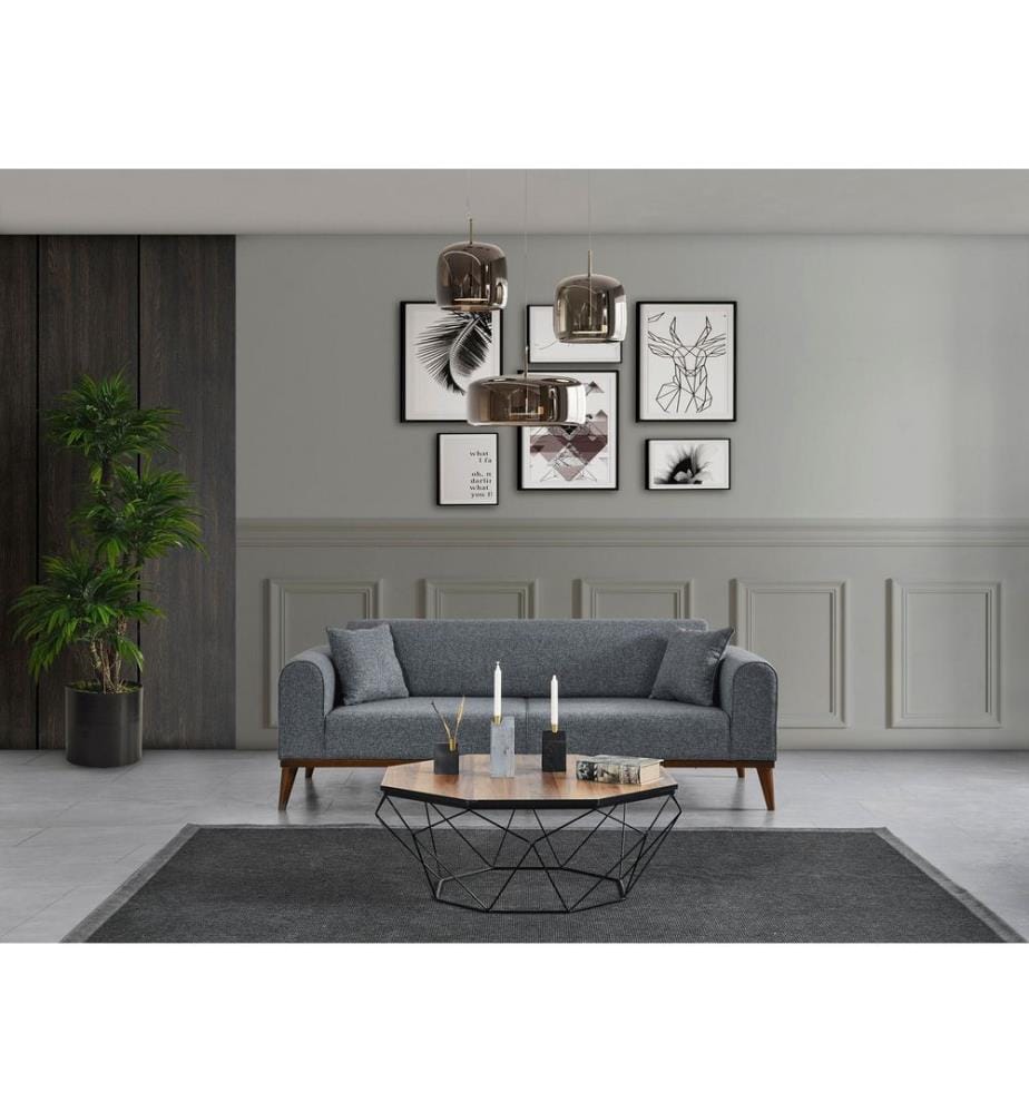 3-Sitzer-Schlafsofa, Hellgrau, Gestell: Buche Holz / Spanplatte, Bezug: 100 % Polyester, Holzbeine