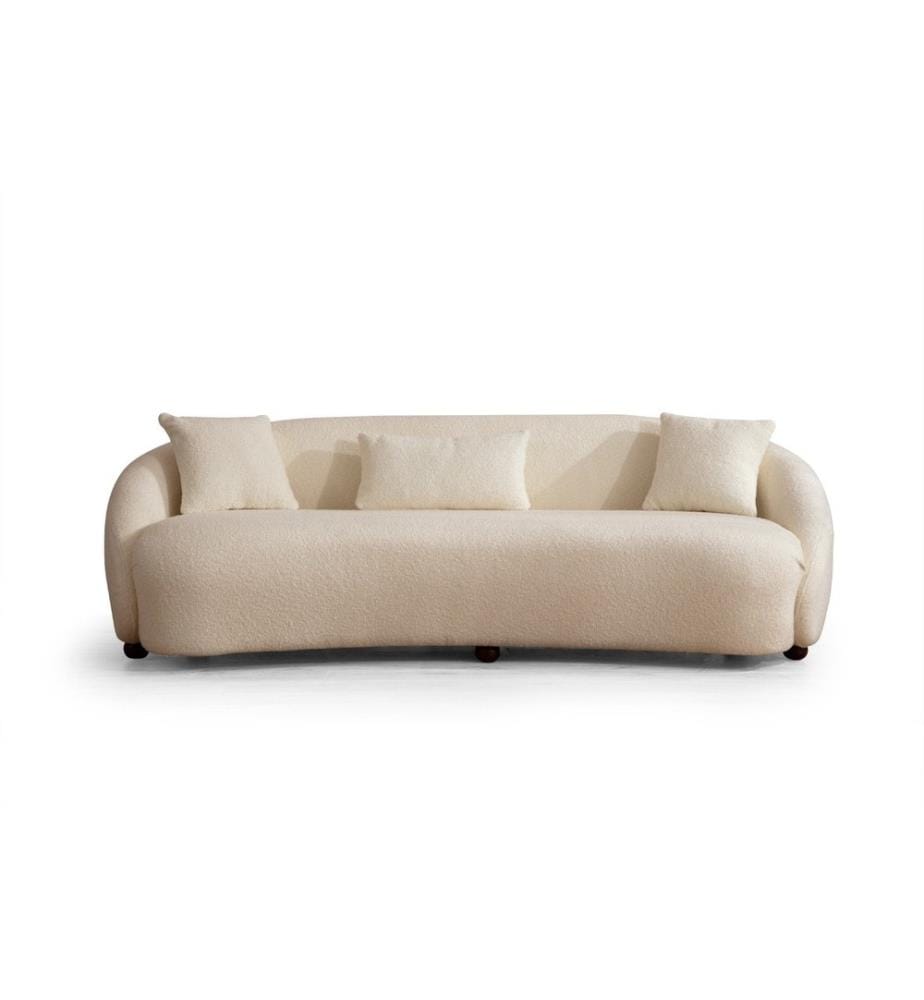 3-Sitzer-Sofa, cremefarben, Gestell aus Buchenholz/Spanplatte, Polyesterbezug