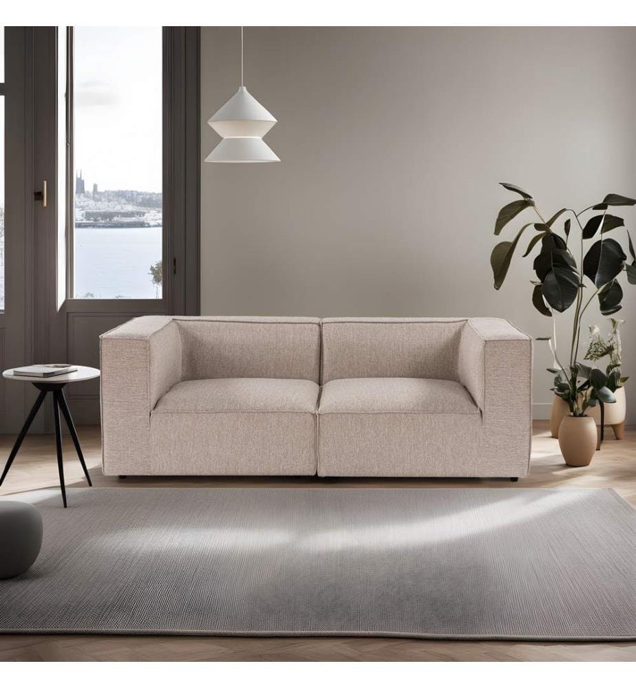 2-Seat Sofa, Sand Beige, Frame: 100% Hornbeam, Fabric: 100% Linen