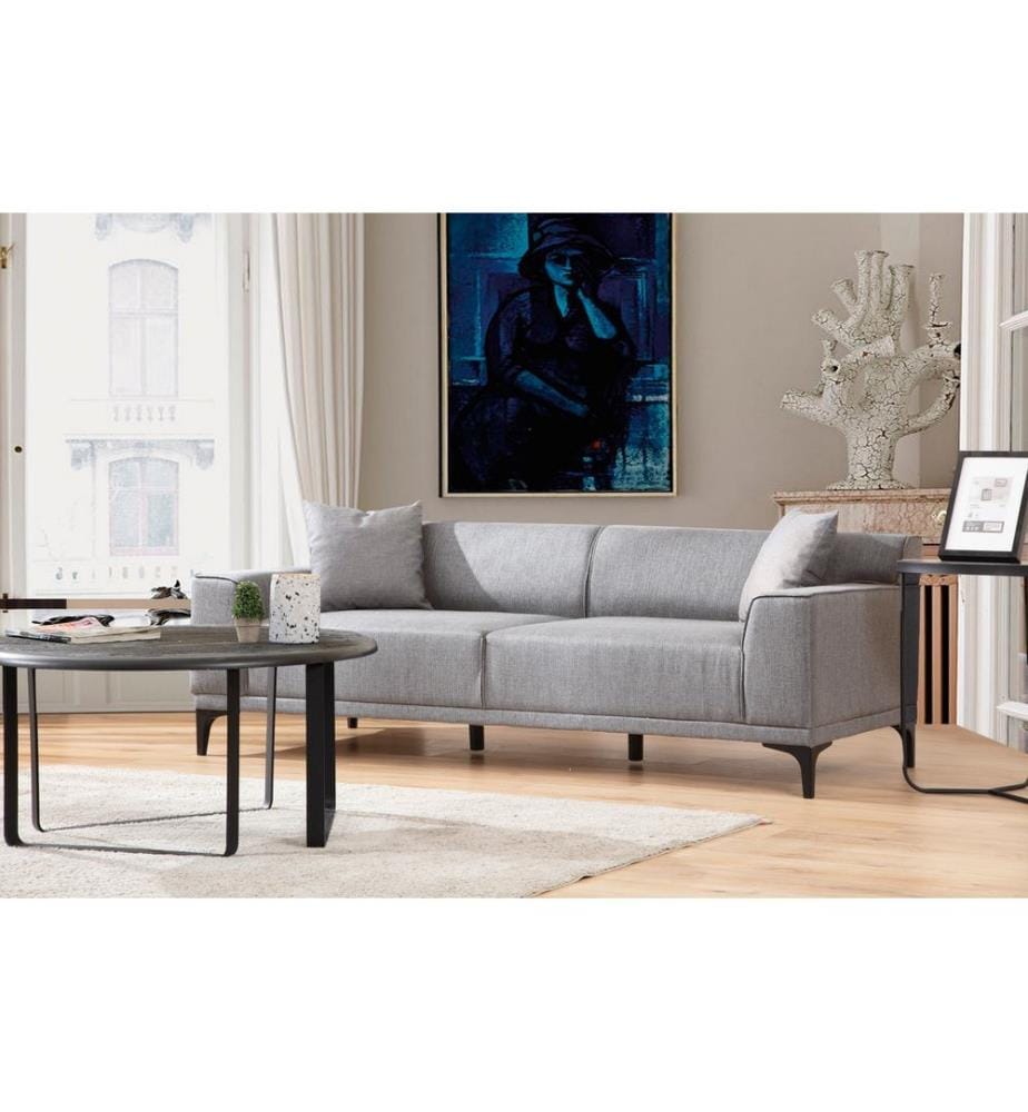 3-Sitzer-Sofa, Hellgrau, Gestell: Buche Holz / Spanplatte, Bezug: 100 % Polyester