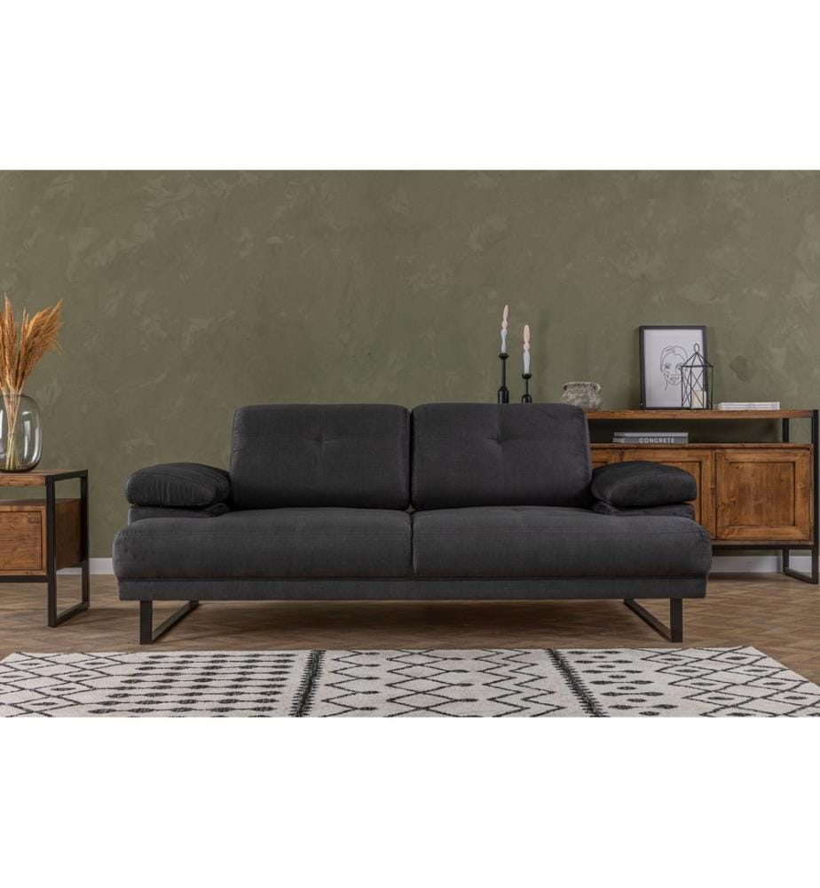 2-Sitzer-Schlafsofa, Anthrazit, Gestell aus Buchenholz/Spanplatte, Bezug aus Polyestergewebe