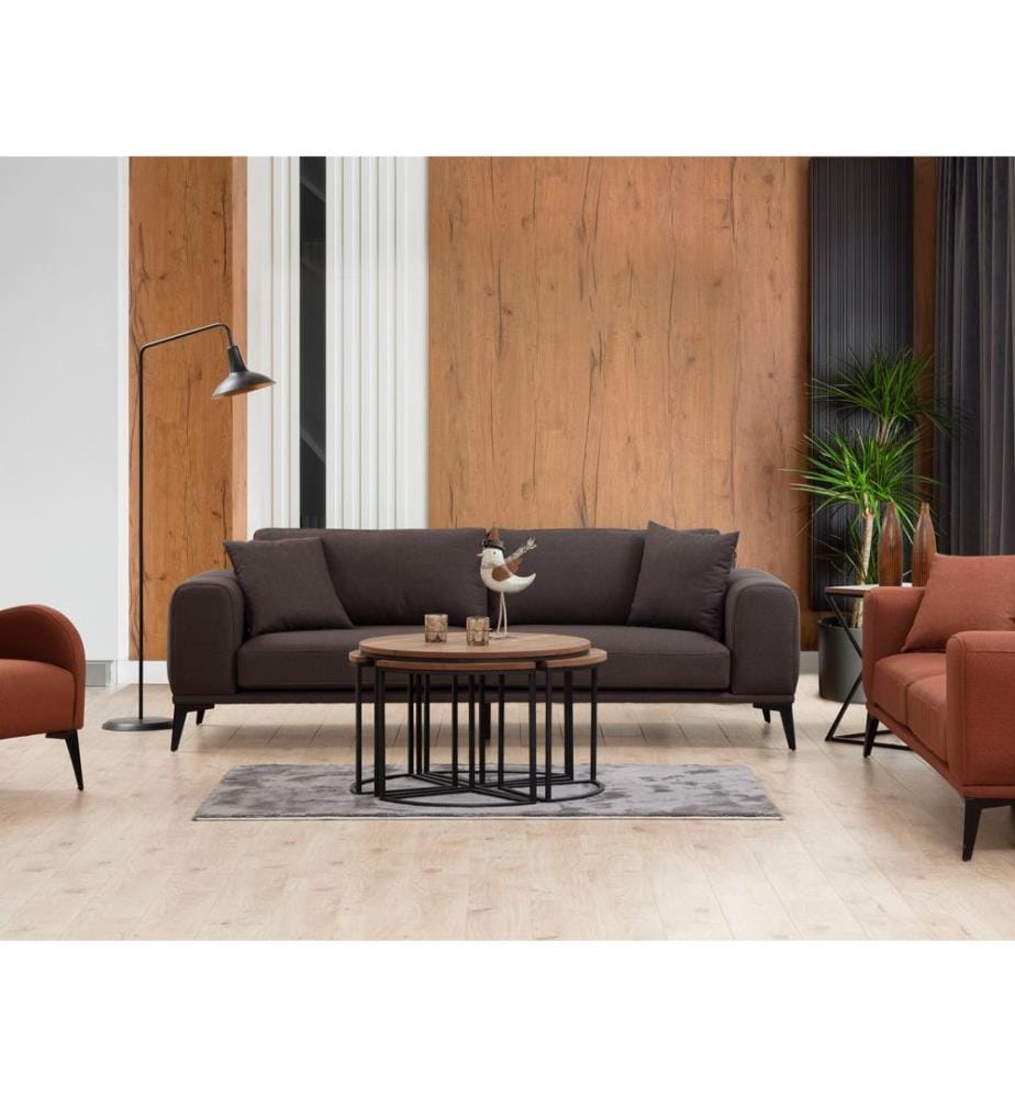 3-Sitzer-Sofa, Grau, Gestell: Buchenholz/Spanplatte, Bezug: 100 % Polyester