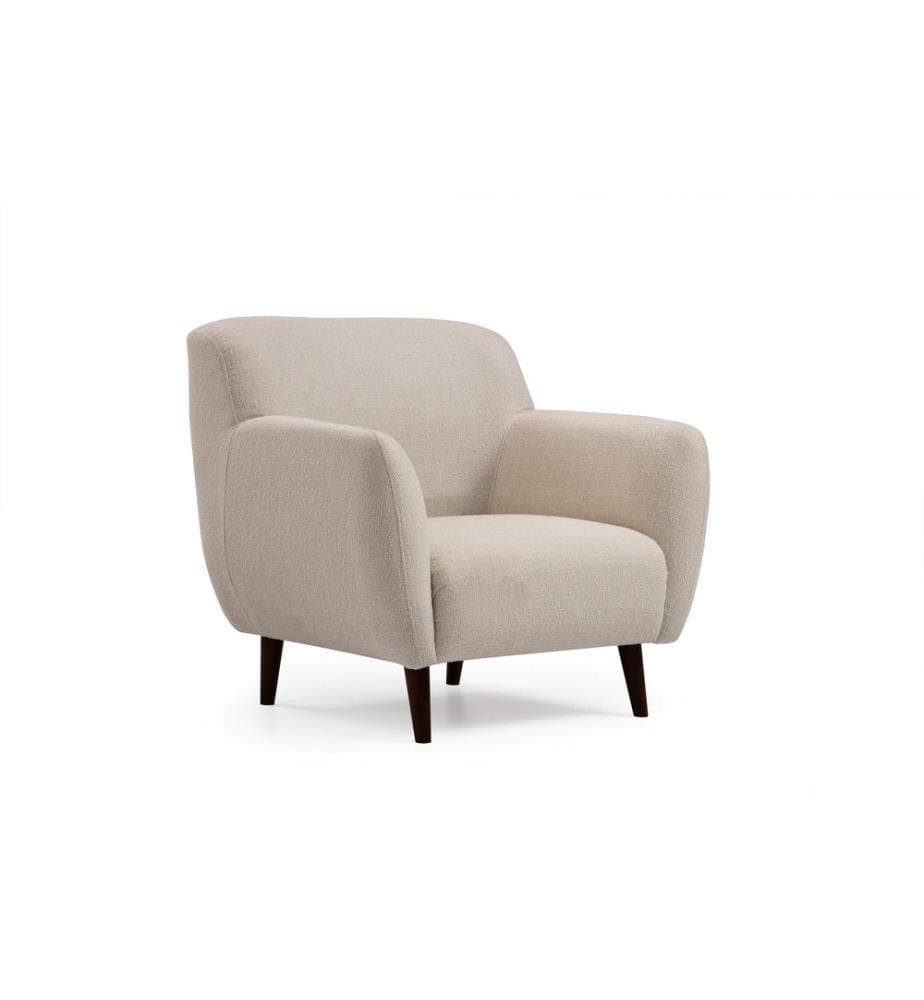 Ohrensessel, Beige, Gestell aus Buchenholz/Spanplatte, Polyesterbezug