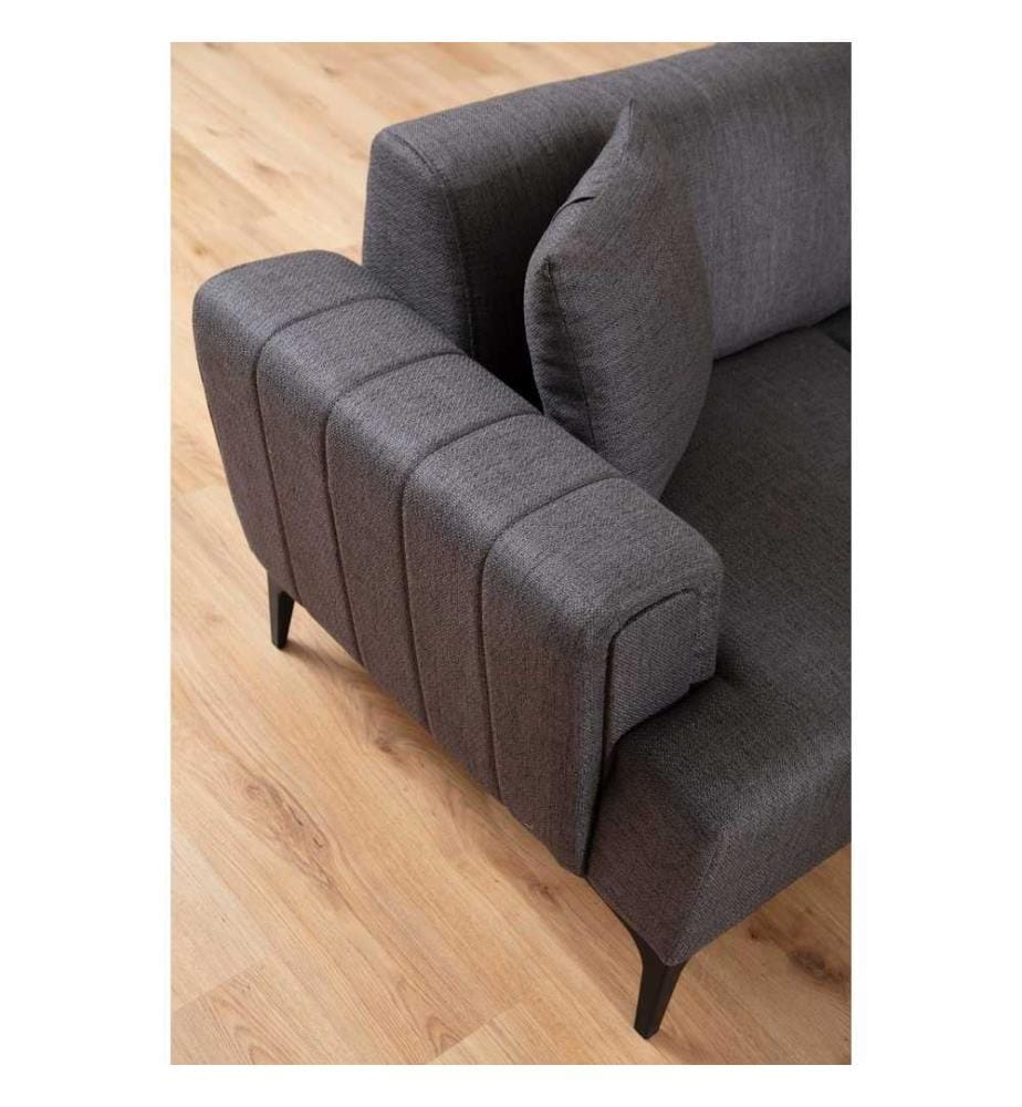 3-Seat Sofa-Bed, Dark Grey, Frame: Beech Wood / Chipboard, Fabric: 100% Polyester