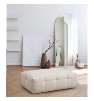 Hocker, Beige, Gestell: Buchenholz/Spanplatte, Bezug: 100 % Polyester