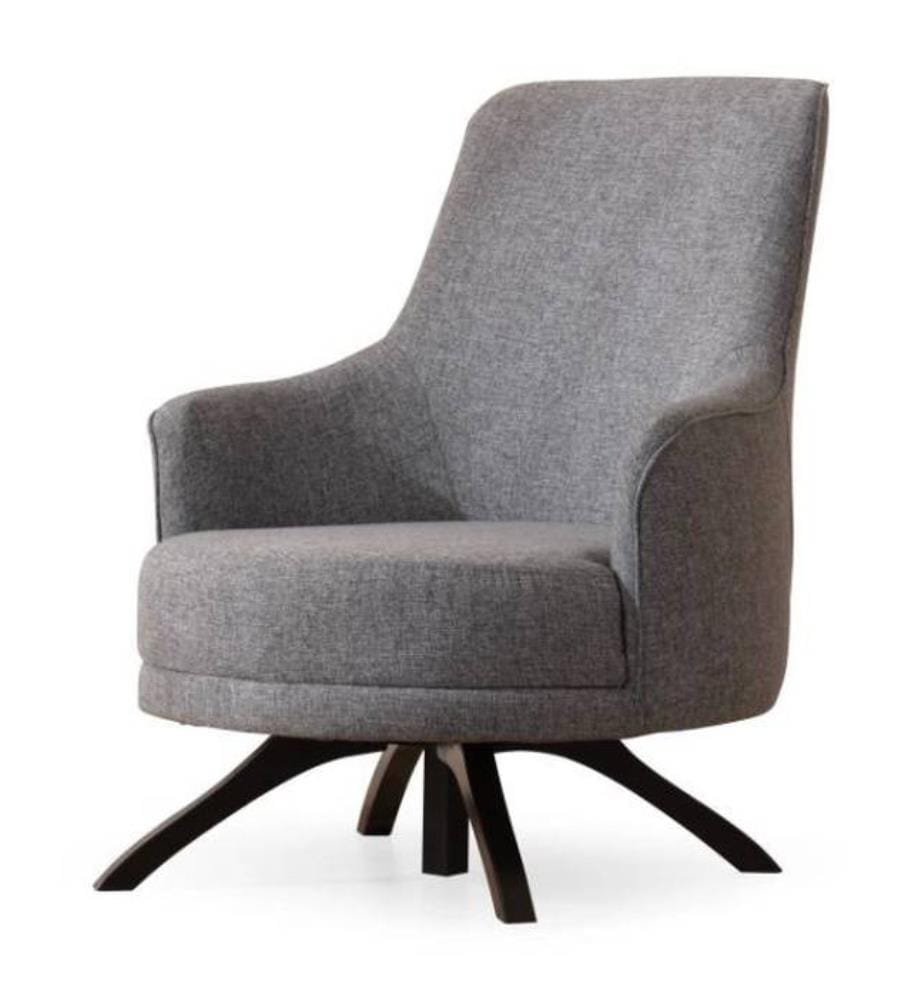 Ohrensessel, Hellgrau, Gestell: Buchenholz/Spanplatte, Bezug: 100 % Polyester, Holzbeine