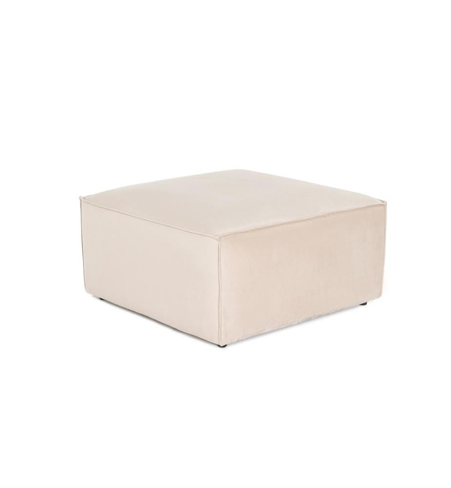 Pouf, couleur crème, structure : 100 % charme, tissu : 100 % lin