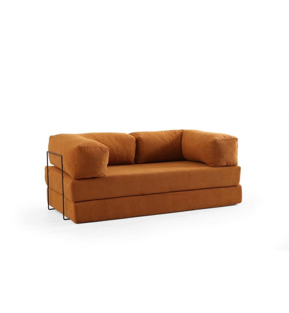 2-Seat Sofa-Bed, Orange, Frame: No Frame