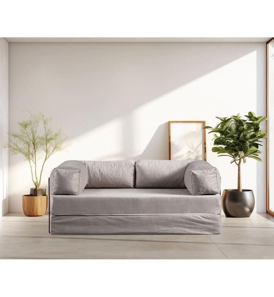 2-Sitzer-Schlafsofa, Beige, 100 % Polyester