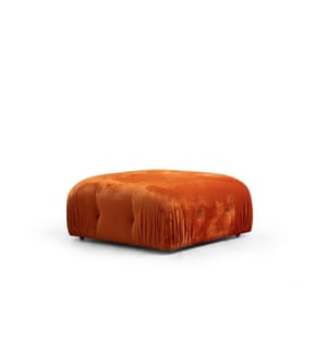 Hocker, orange, Rahmen aus Buchenholz/Spanplatte, Polyesterbezug