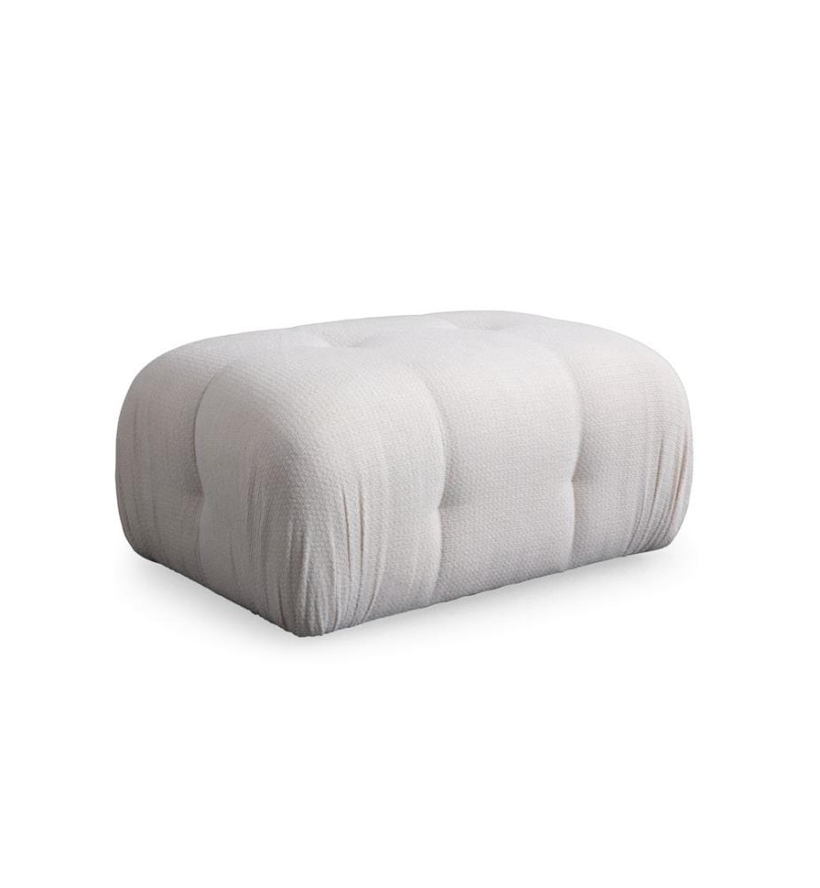 Pouffe, White, Frame: BEECH WOOD / CHIPBOARD, Fabric: 100% POLYESTER, Plastic Legs