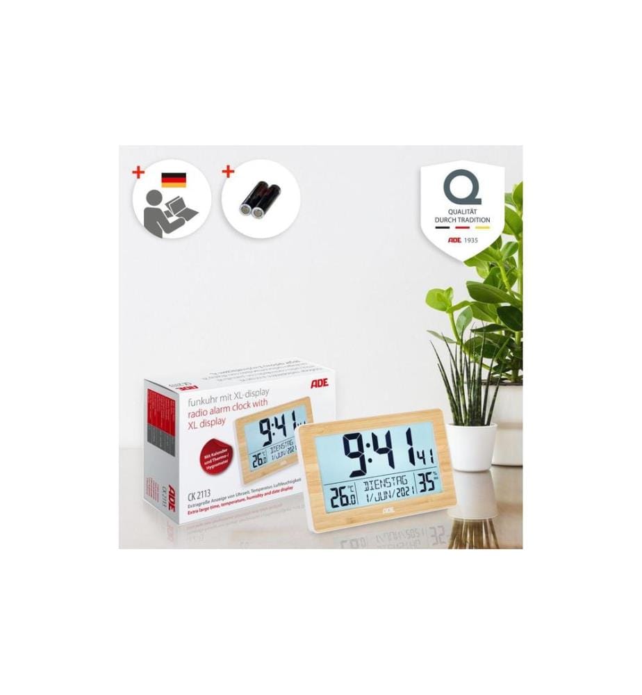 ADE - Horloge murale radio Brun clair/Blanc