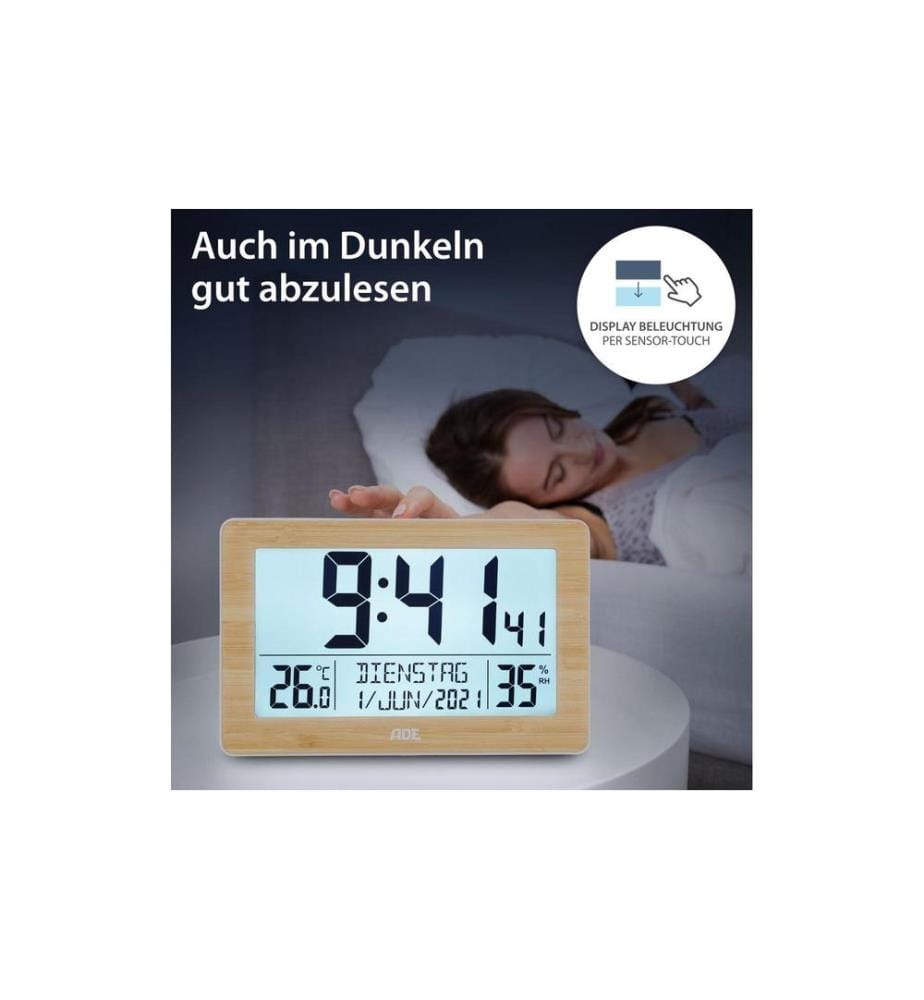 ADE - Horloge murale radio Brun clair/Blanc