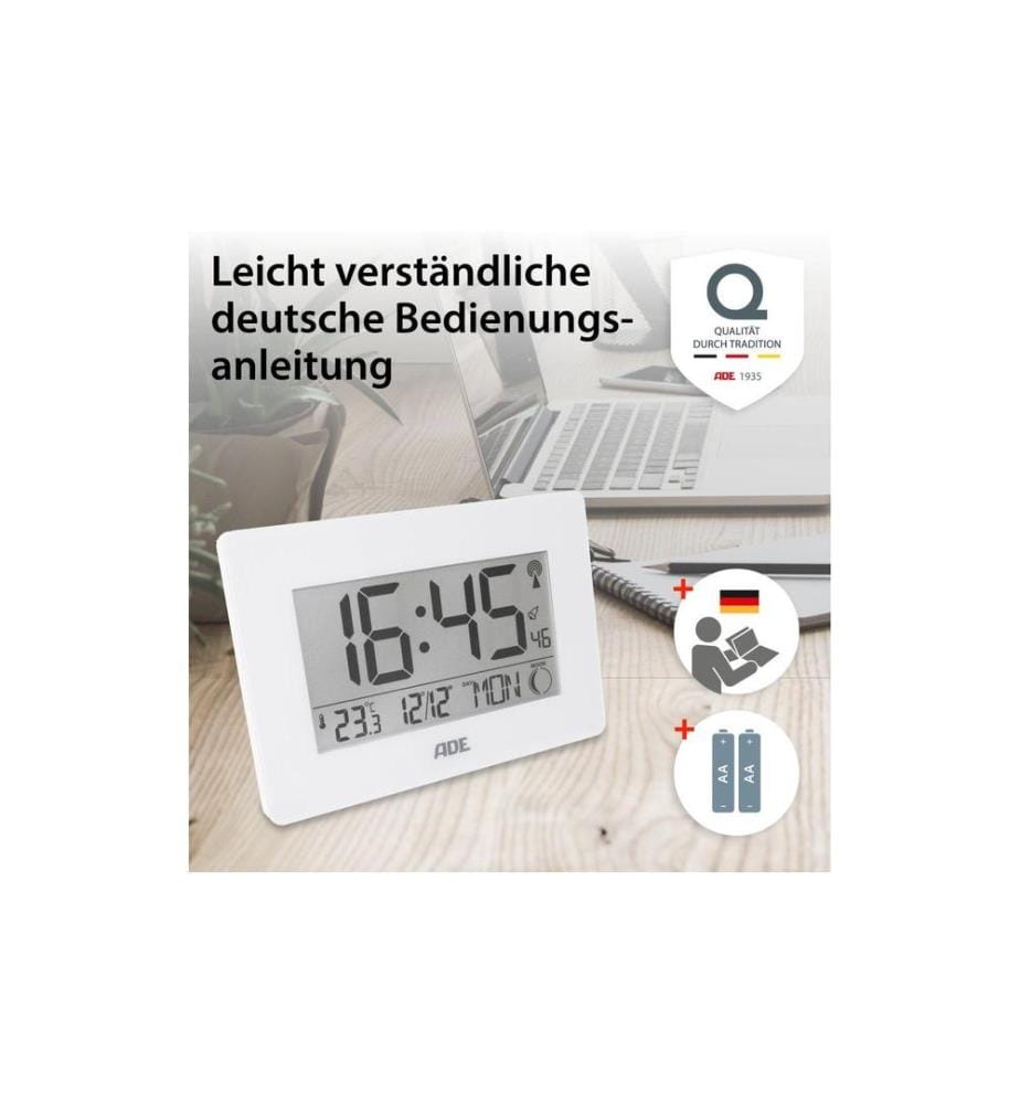 ADE - Horloge radio-pilotée Chiffres XXL