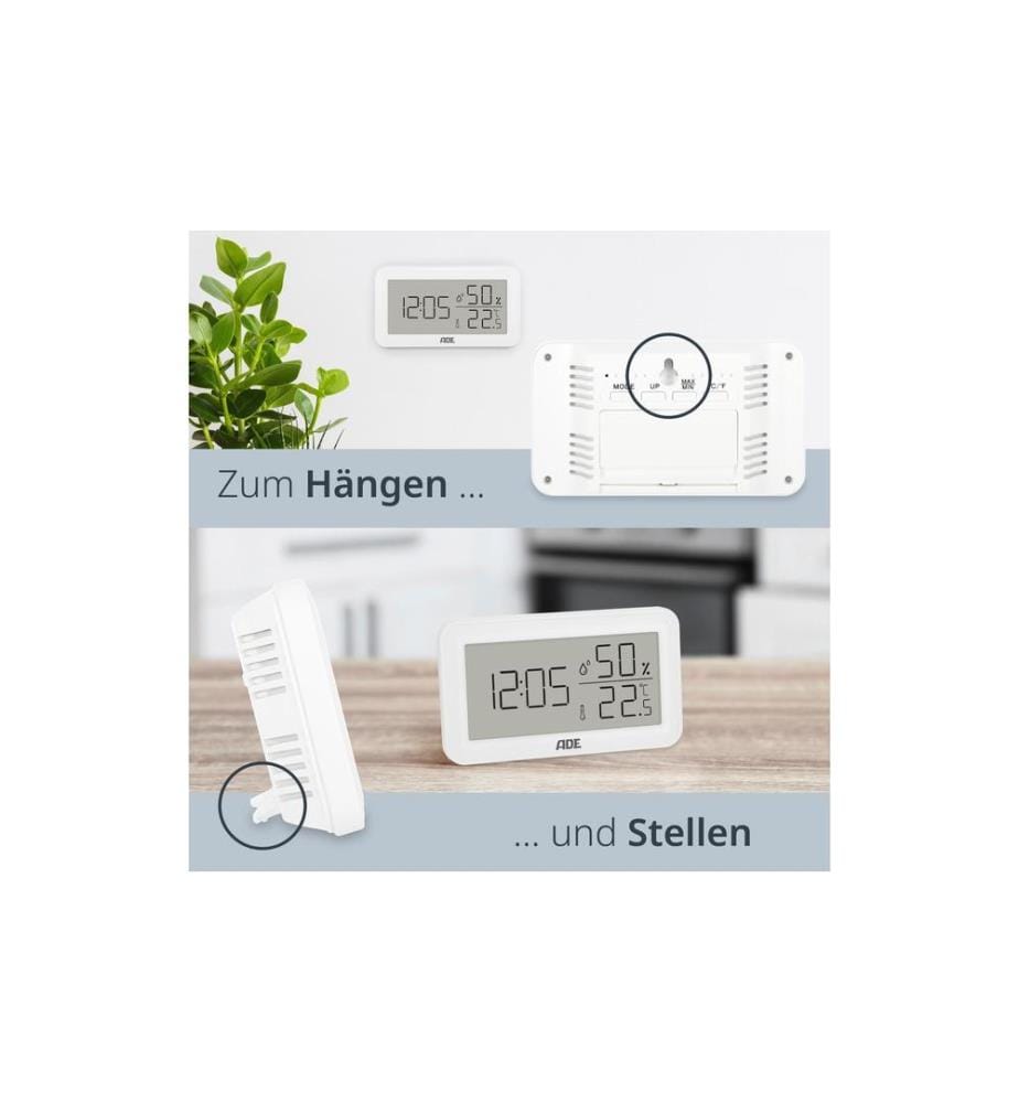 ADE - Station météo Thermo-hygromètre 15 cm, blanc