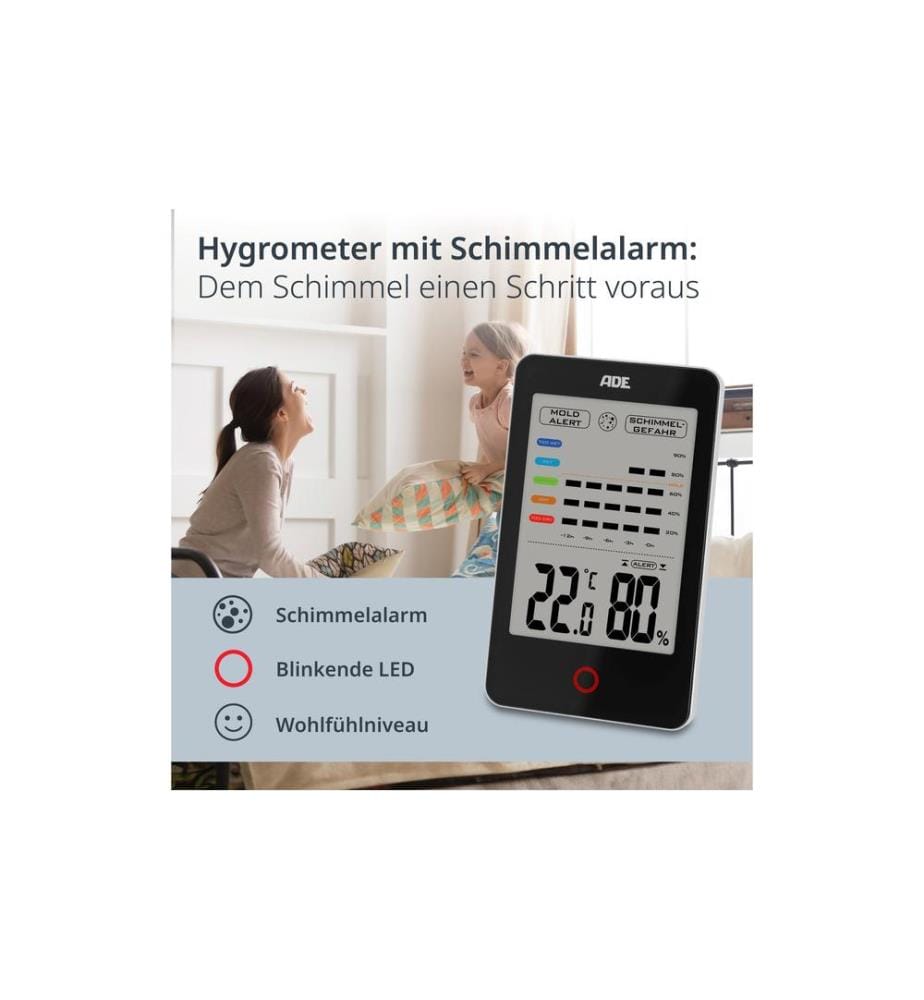 ADE - Thermo-/Hygrometer digital Schwarz