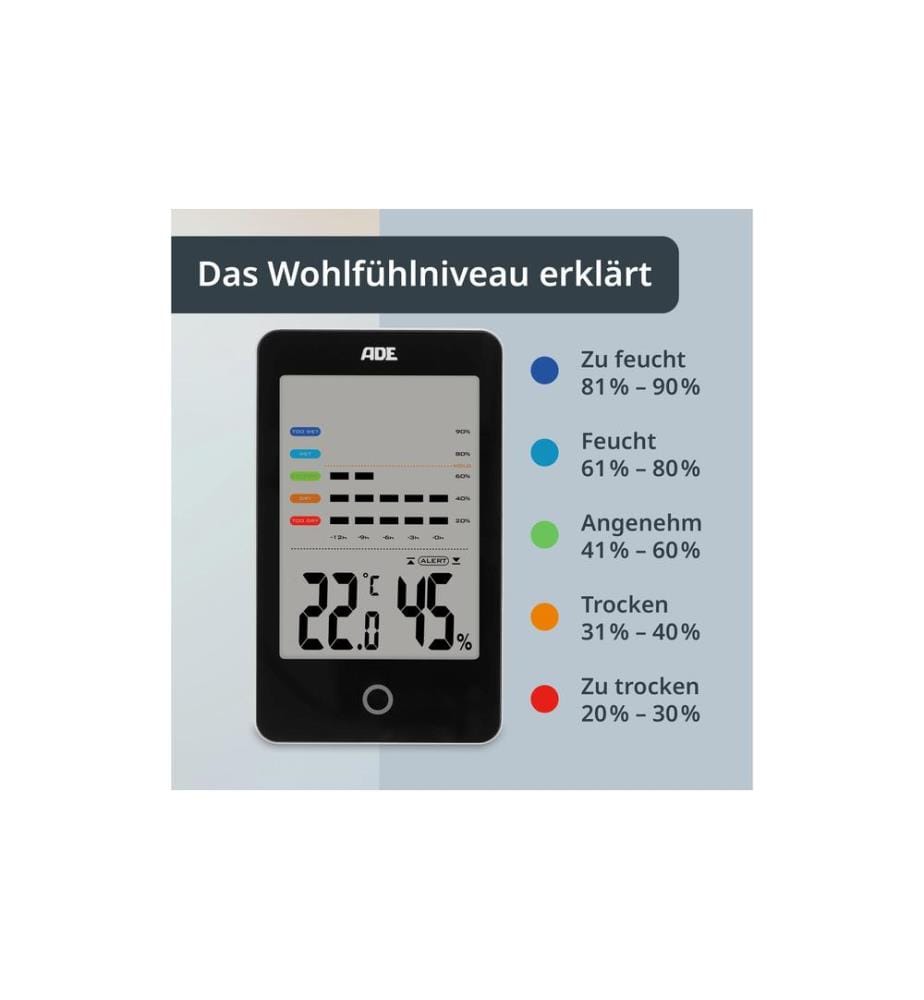 ADE - Thermo-/Hygrometer digital Schwarz