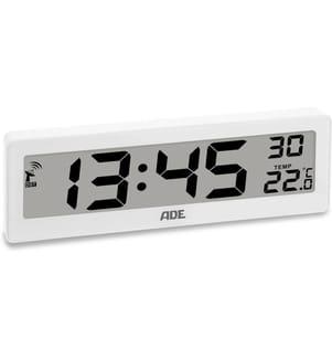 ADE - Horloge radio-pilotée DCF numérique avec chiffres XXL Blanc