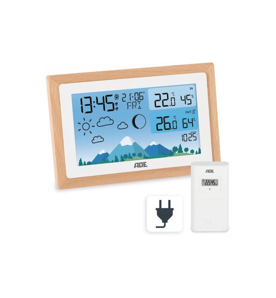 ADE - Station météo avec capteur extérieur sans fil Bois-blanc
