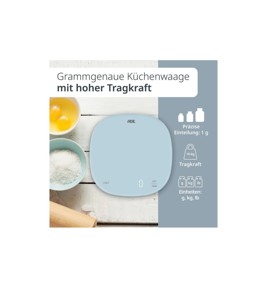 ADE - Balance de cuisine Kyra 18 x 18 cm Bleu clair