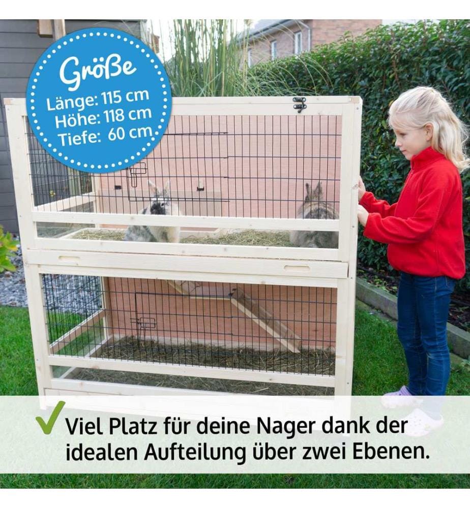 Knuffel rabbit hutch with hinged mesh roof