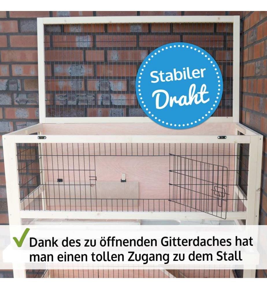 Knuffel rabbit hutch with hinged mesh roof