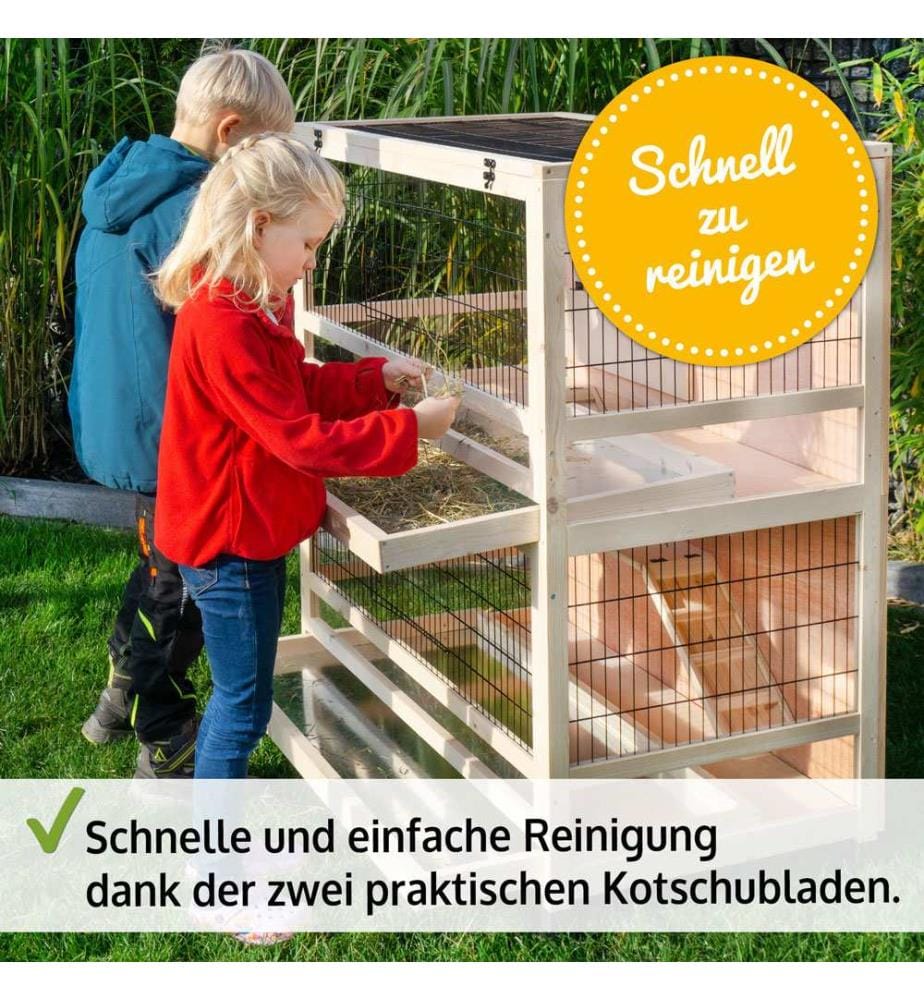 Knuffel rabbit hutch with hinged mesh roof