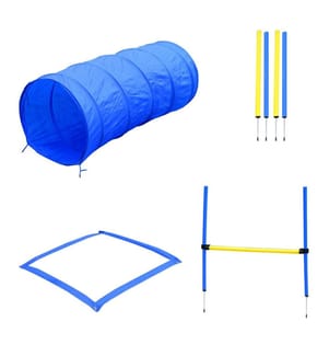 Set d'entraînement Agility pour chiens Tunnel Slalom Haie, sac inclus