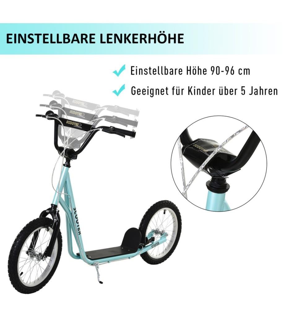Scooter monopattino kickboard per bambini 16 pollici pneumatici blu