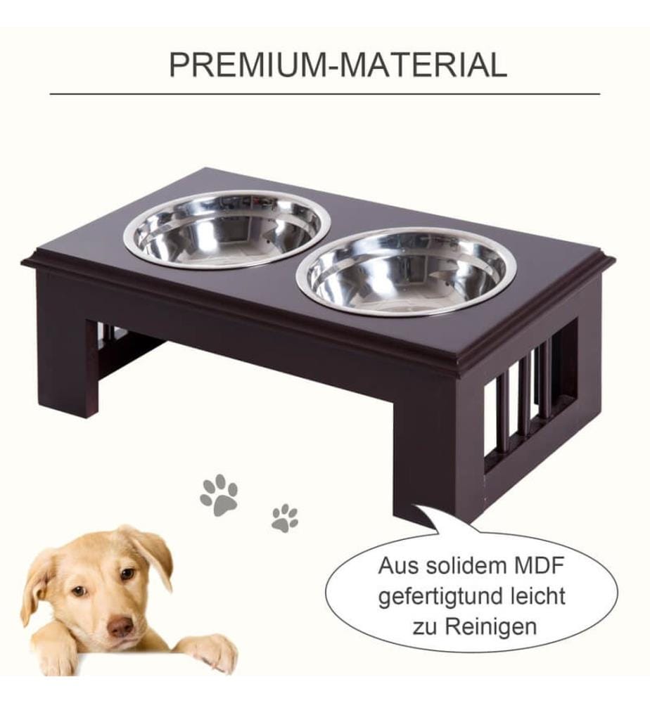Gamelle pour chien surélevée avec 2 gamelles Acier inoxydable 44x 24x 15 cm