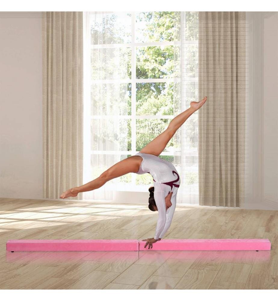 Trave di equilibrio 210 cm trave da ginnastica pieghevole rosa