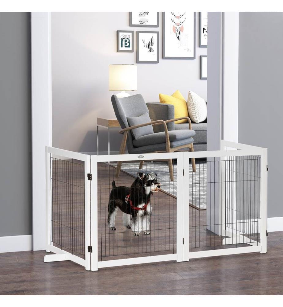 Barrière de sécurité en bois pour chiens 305x35.5x82 cm