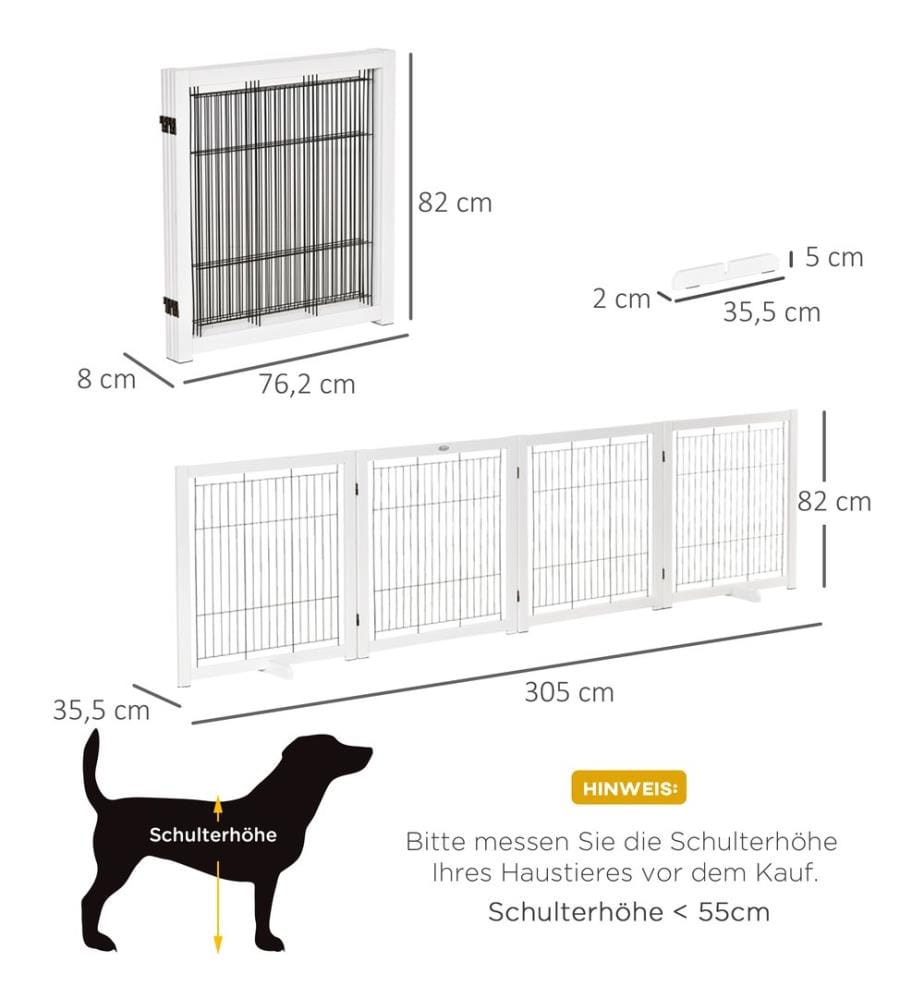 Barrière de sécurité en bois pour chiens 305x35.5x82 cm
