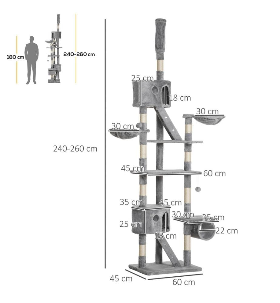 Scratching post Cat scratching post Climbing tree Sisal 60x45x240-260 cm