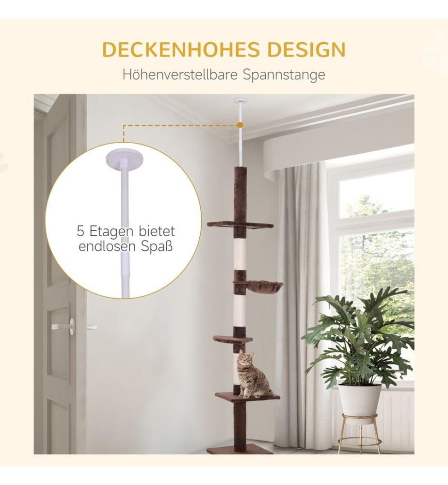 Cat tree ceiling-high height-adjustable 40x34x230-260 cm