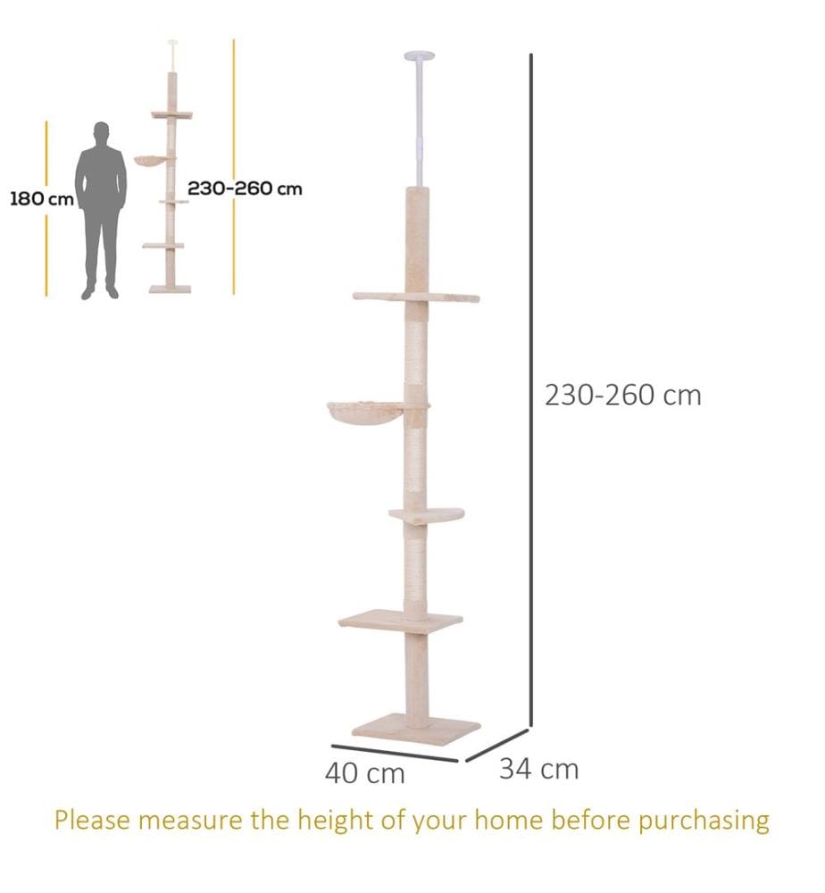 Cat tree ceiling-high height-adjustable 40x34x230-260 cm